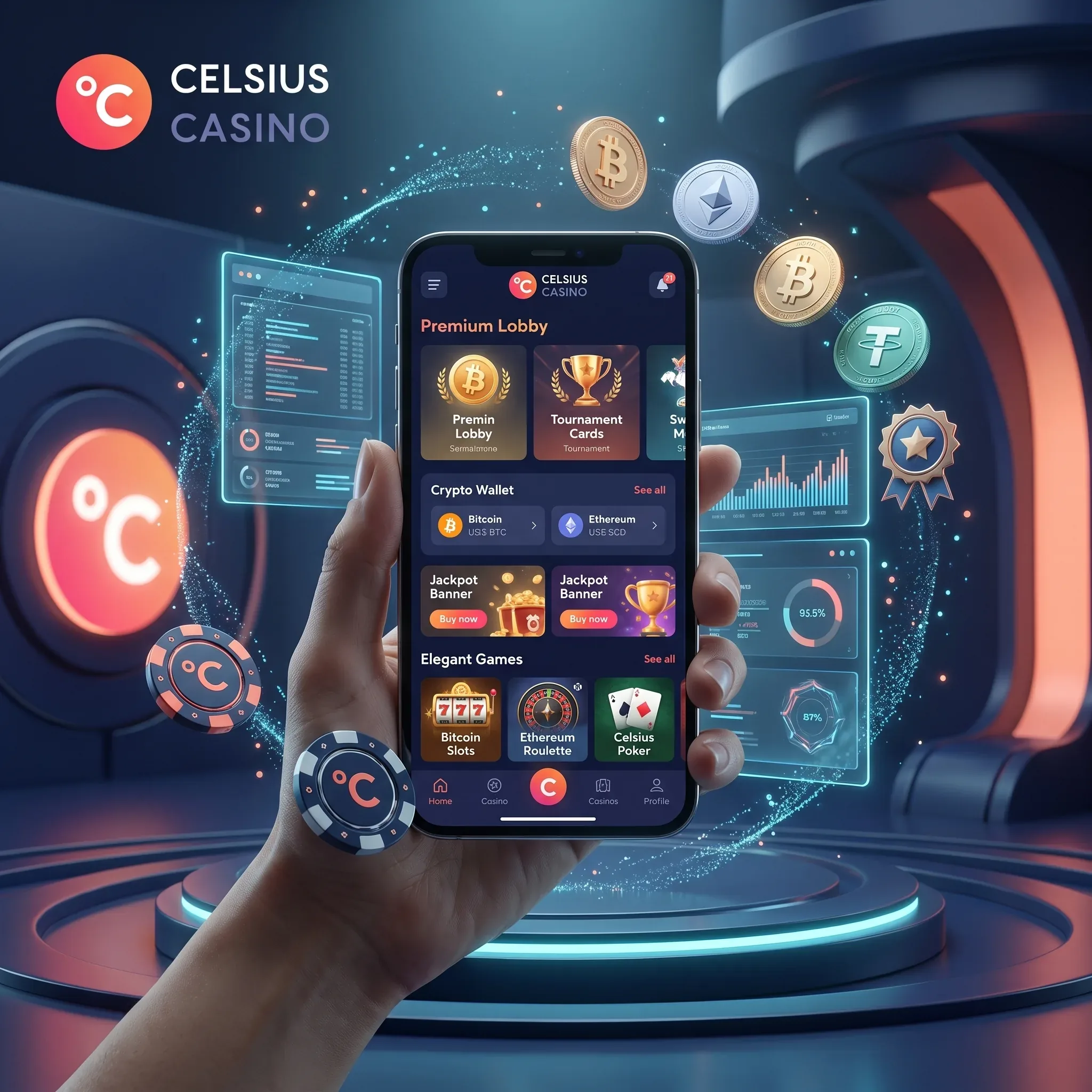 Une illustration de l’application mobile Celsius Casino